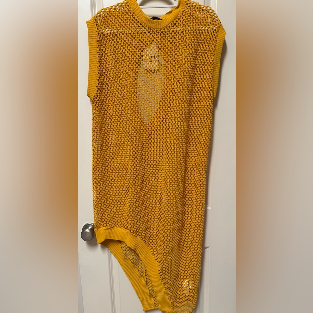 Zara Yellow Mesh Swim Coverup